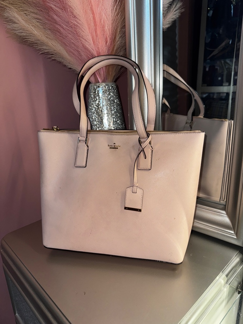 kate spade Blush Pink Leather Tote with Top Handles